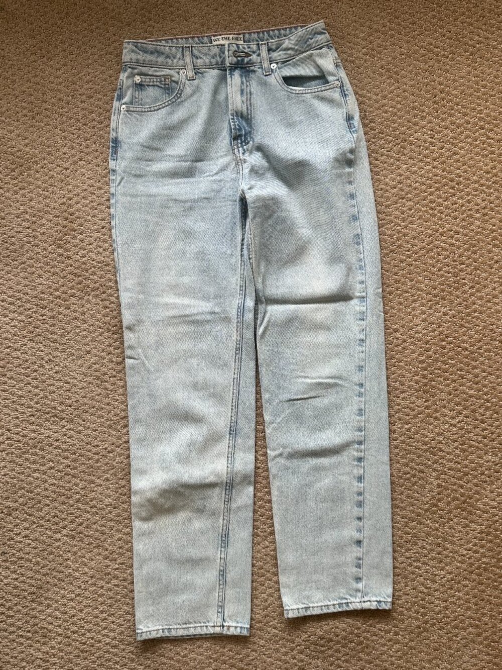 We The Free Jeans Women’s 29 Blue Light Wash High Rise Wide Leg Cropped Denim